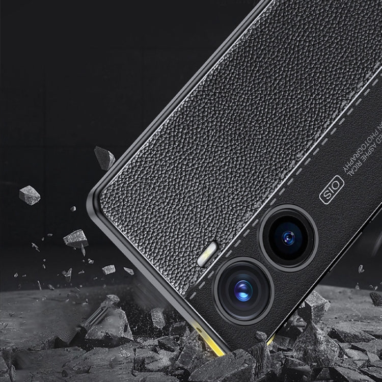 For vivo V29e Litchi Texture Shockproof TPU Phone Case(Black) by buy2fix