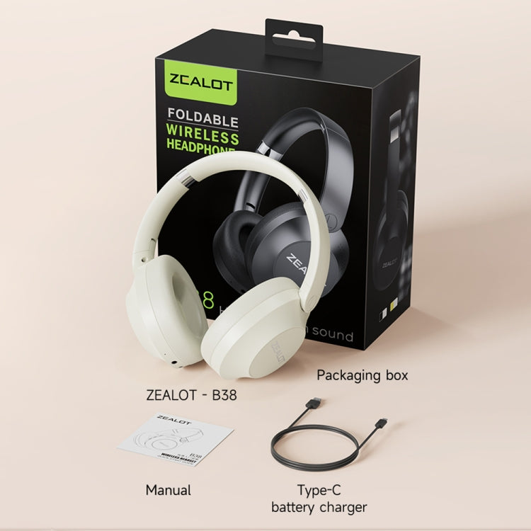Zealot B38 Over-Ear Noise Reduction Bluetooth Earphone(White) by ZEALOT