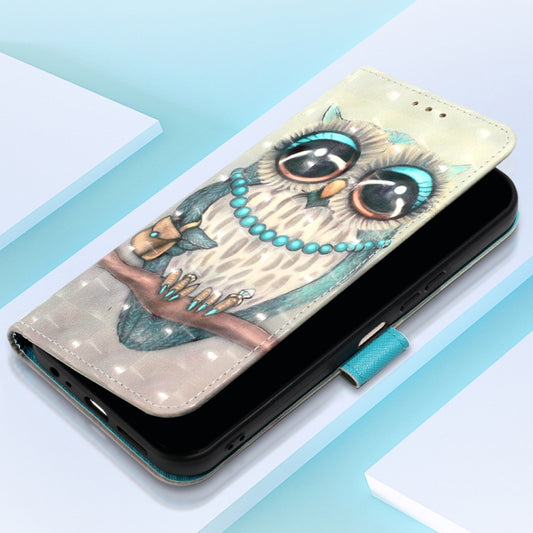 For Motorola Moto G Play 5G 2024 3D Painting Horizontal Flip Leather Phone Case(Grey Owl) by buy2fix