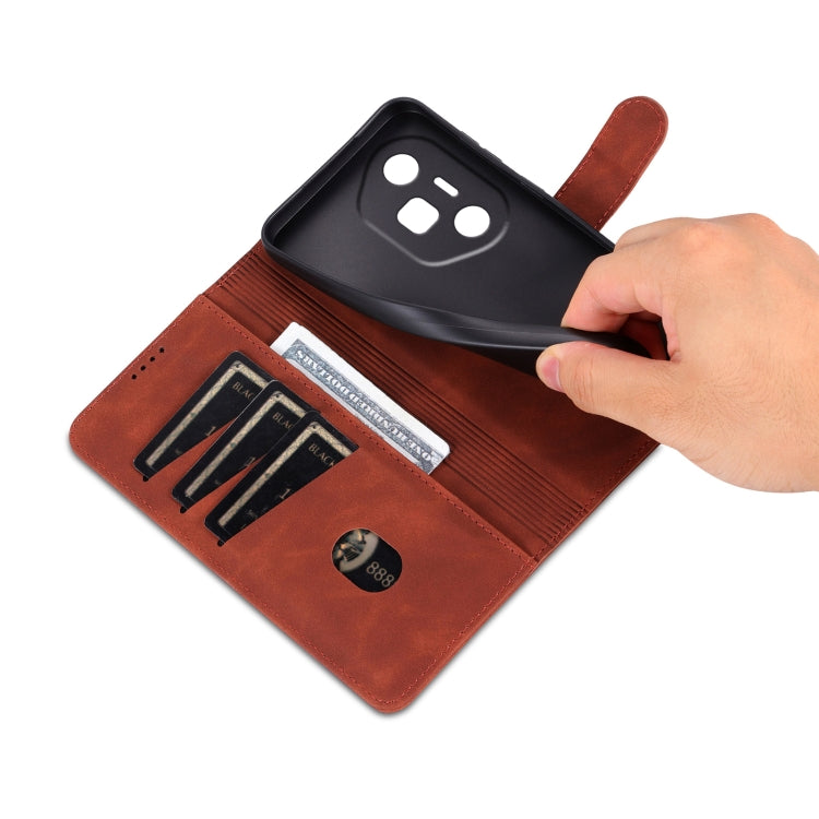 For Honor 300 Ultra AZNS Skin Feel Calf Texture Flip Leather Phone Case(Brown) by AZNS