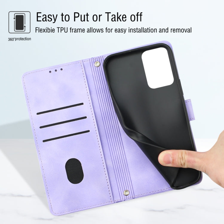 For Motorola Moto G Power 5G 2024 Skin Feel Embossed Leather Phone Case(Light Purple) by buy2fix