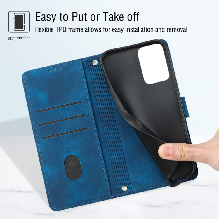 For Motorola Moto G Power 5G 2024 Skin Feel Embossed Leather Phone Case(Blue) by buy2fix