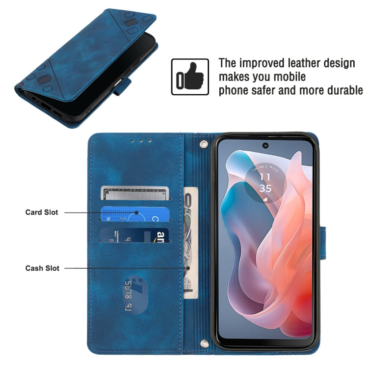 For Motorola Moto G Play 5G 2024 Skin Feel Embossed Leather Phone Case(Blue) by buy2fix