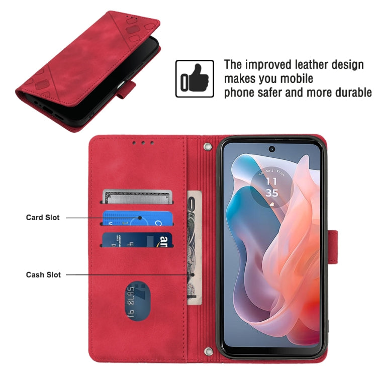 For Motorola Moto G Play 5G 2024 Skin Feel Embossed Leather Phone Case(Red) by buy2fix