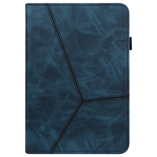 For Samsung Galaxy Tab S9+ / S9 FE+ Solid Color Stripe Embossed Leather Tablet Case(Blue) by buy2fix