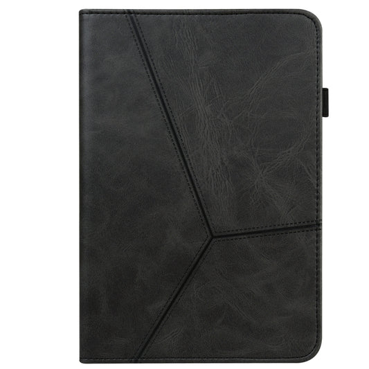 For Samsung Galaxy Tab S9 / S9 FE Solid Color Stripe Embossed Leather Tablet Case(Black) by buy2fix