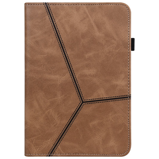 For Samsung Galaxy Tab S9 / S9 FE Solid Color Stripe Embossed Leather Tablet Case(Brown) by buy2fix