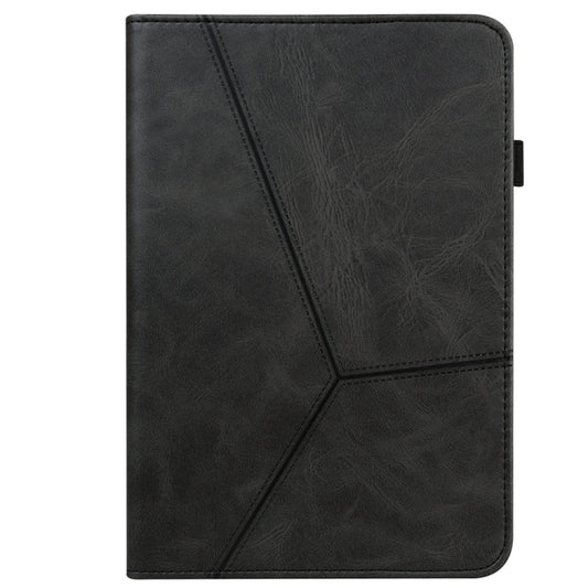 For Samsung Galaxy Tab S7 / S8 Solid Color Stripe Embossed Leather Tablet Case(Black) by buy2fix