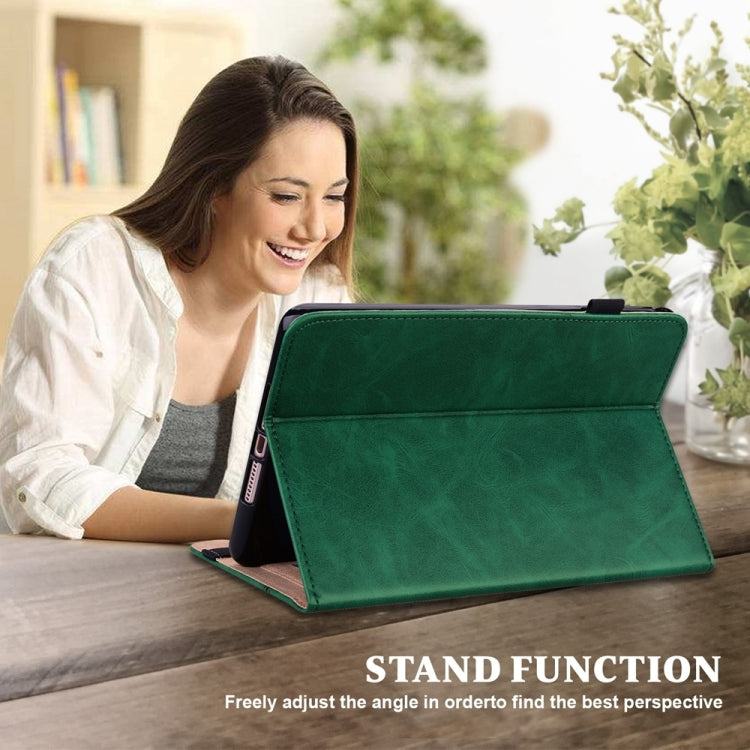 For Samsung Galaxy Tab S7 / S8 Solid Color Stripe Embossed Leather Tablet Case(Green) by buy2fix