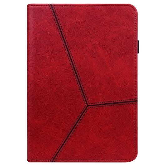 For Samsung Galaxy Tab S7 / S8 Solid Color Stripe Embossed Leather Tablet Case(Red) by buy2fix