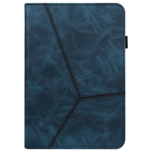 For Samsung Galaxy Tab S7 / S8 Solid Color Stripe Embossed Leather Tablet Case(Blue) by buy2fix