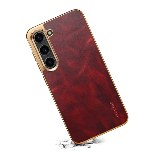 For Samsung Galaxy S23+ 5G Denior Oil Wax Leather Electroplating Phone Case(Red) by Denior