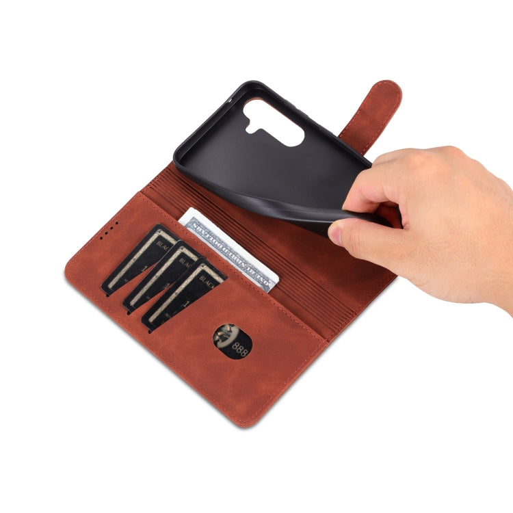 For Samsung Galaxy S23 FE 5G AZNS Skin Feel Calf Texture Flip Leather Phone Case(Brown) by AZNS