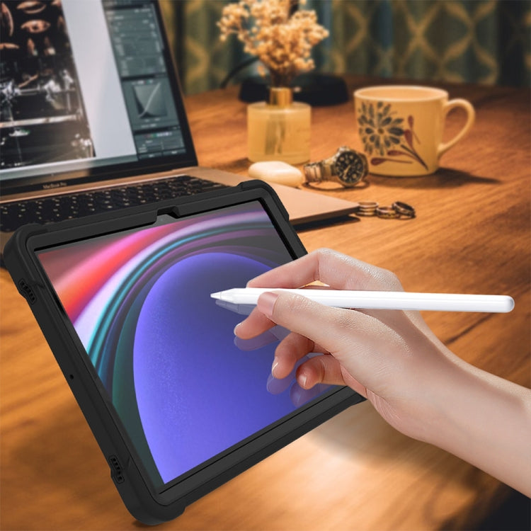 For Samsung Galaxy Tab S9 Shockproof Silicone Hybrid PC Tablet Case with Holder(Black) by buy2fix