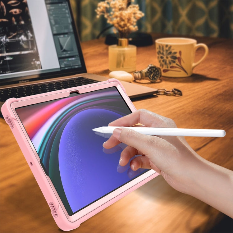 For Samsung Galaxy Tab S9+ Shockproof Silicone Hybrid PC Tablet Case with Holder(Rose Gold) by buy2fix