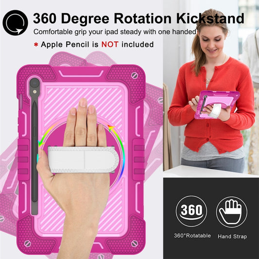 For Samsung Galaxy Tab S9 360 Degree Rotation PC Contrast Silicone Tablet Case(Rose Red + Pink) by buy2fix