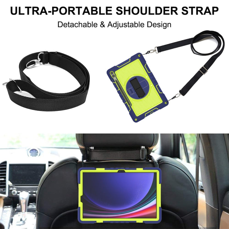 For Samsung Galaxy Tab S9+ 360 Degree Rotation PC Contrast Silicone Tablet Case(Navy Blue + Yellow Green) by buy2fix