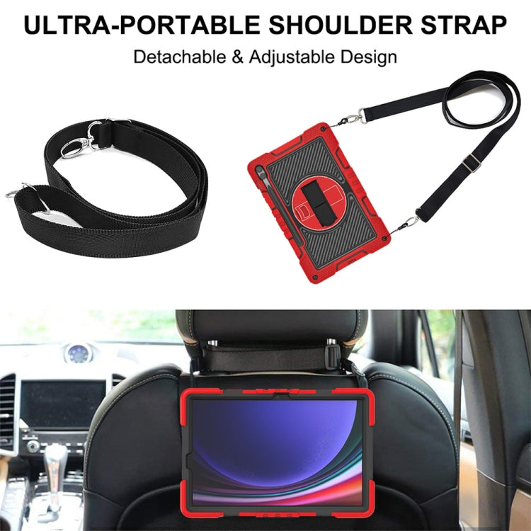 For Samsung Galaxy Tab S9+ 360 Degree Rotation PC Contrast Silicone Tablet Case(Red + Black) by buy2fix