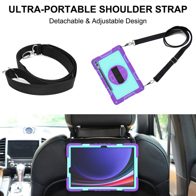 For Samsung Galaxy Tab S9+ 360 Degree Rotation PC Contrast Silicone Tablet Case(Purple + Mint Green) by buy2fix