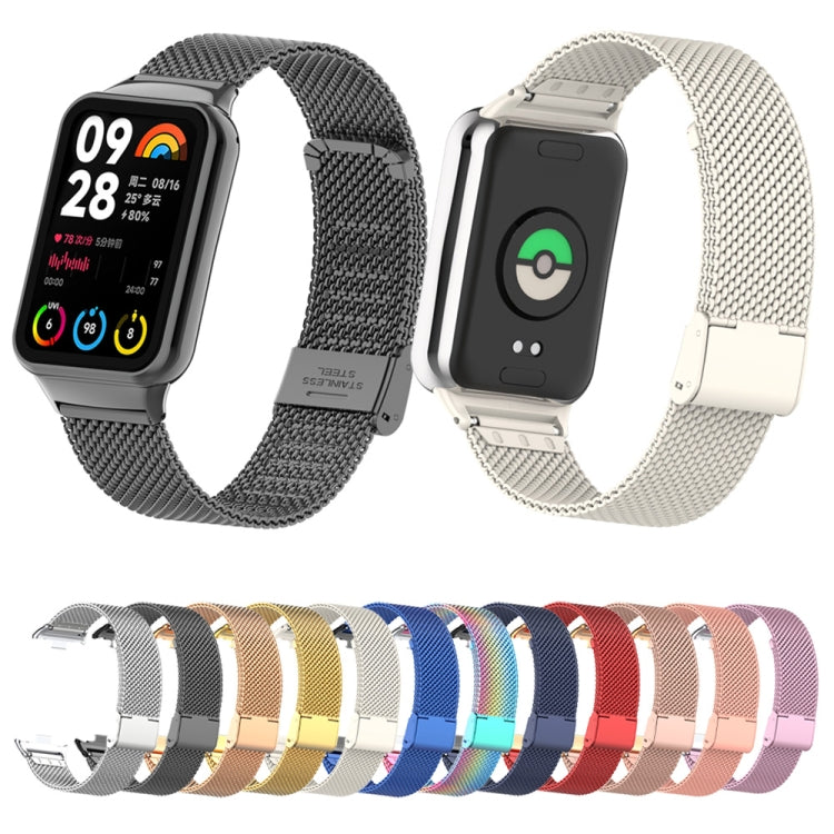For Xiaomi Smart Band 9 Pro / 8 Pro 18mm Steel Mesh Buckle Metal Watch Band(Silver) by buy2fix