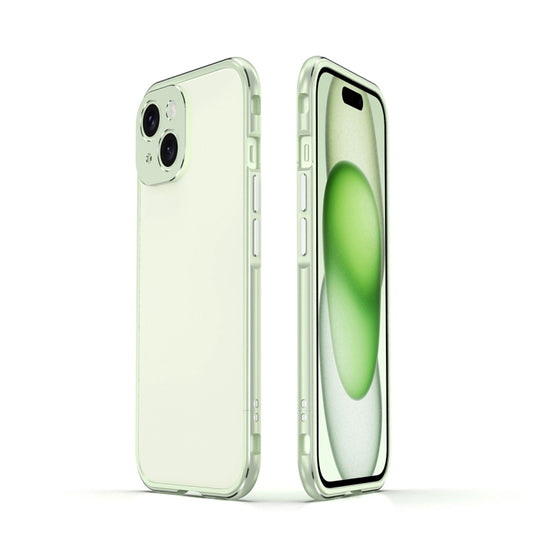 For iPhone 15 Aurora Series Lens Protector + Metal Frame Phone Case(Green Silver) - iPhone 15 Cases by buy2fix | Online Shopping UK | buy2fix