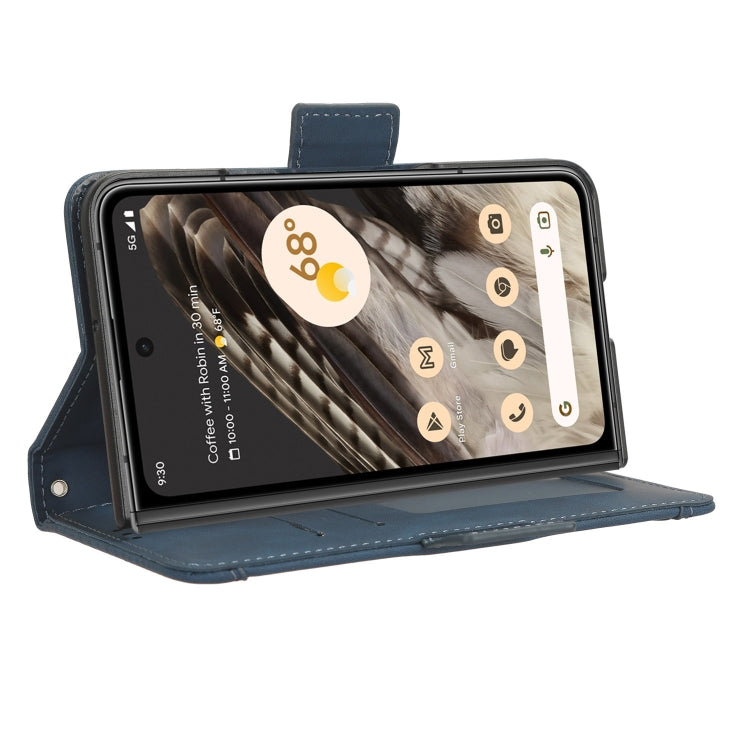 For Google Pixel Fold Skin Feel Calf Texture Card Slots Leather Phone Case(Blue) by buy2fix