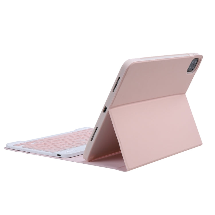 C-11B For iPad Air 4 / Air 5 / Pro 11 inch 2022 / 2021 / 2020 / 2018 Detachable ABS Candy Color Bluetooth Keyboard Tablet Case with Stand & Pen Slot(Pink) by buy2fix