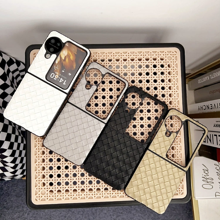 For OPPO Find N3 Flip Woven Texture Shockproof Phone Case(Black) by buy2fix