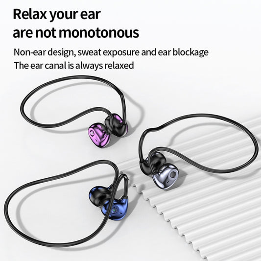 A59 Open Air Conduction Built-in Microphone Wireless Bluetooth Neckband Earphone(Purple) by buy2fix