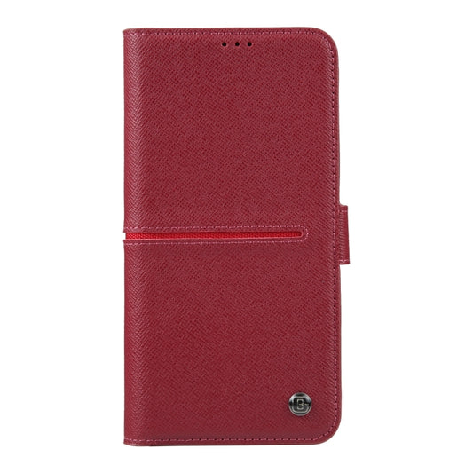 For iPhone 15 Pro Max GEBEI Top-grain Horizontal Flip Leather Phone Case(Wine Red) by GEBEI