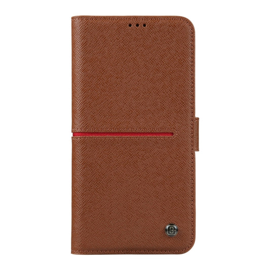 For iPhone 15 Pro Max GEBEI Top-grain Horizontal Flip Leather Phone Case(Brown) by GEBEI