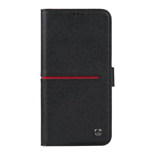 For iPhone 15 Pro GEBEI Top-grain Horizontal Flip Leather Phone Case(Black) by GEBEI