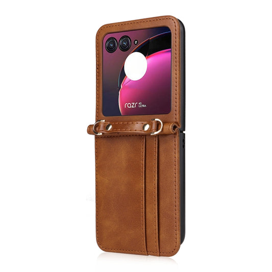 For Motorola Razr 40 Ultra Crossbody Card Slot Leather Phone Case(Brown) by buy2fix