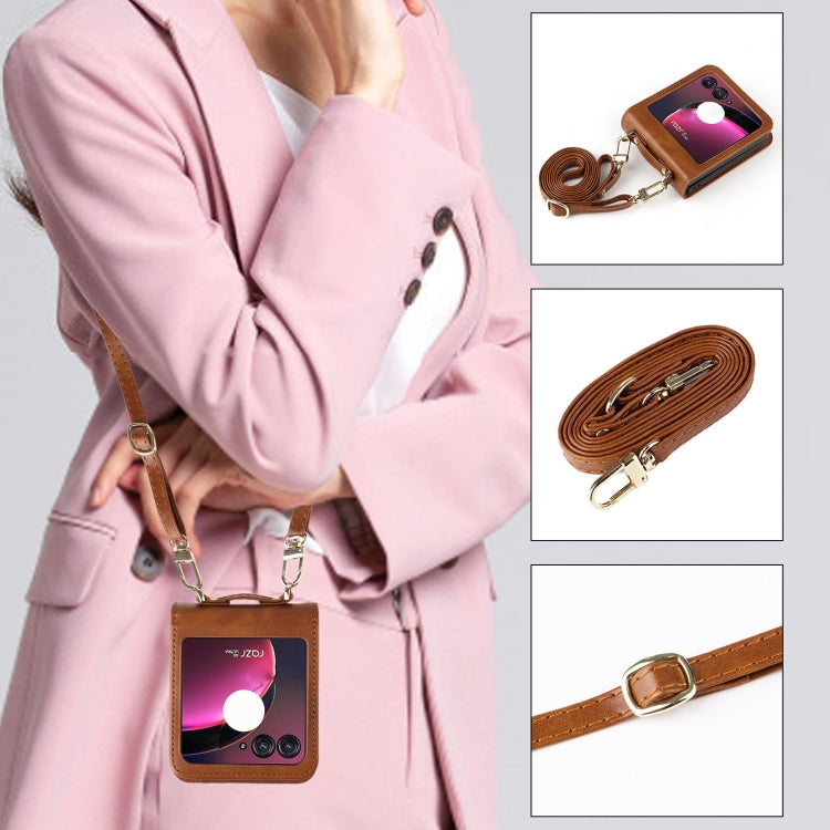 For Motorola Razr 40 Ultra Crossbody Card Slot Leather Phone Case(Brown) by buy2fix