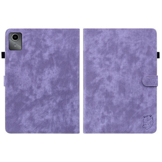 For Lenovo Tab M11/Xiaoxin Pad 11 2024 Tiger Pattern Flip Leather Tablet Case(Purple) by buy2fix