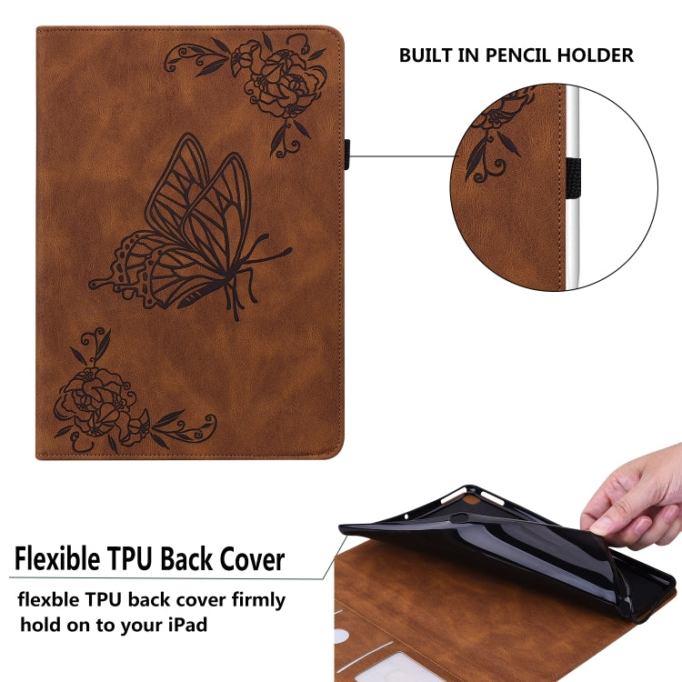For Lenovo Tab M11/Xiaoxin Pad 11 2024 Butterfly Flower Embossed Leather Tablet Case(Brown) by buy2fix