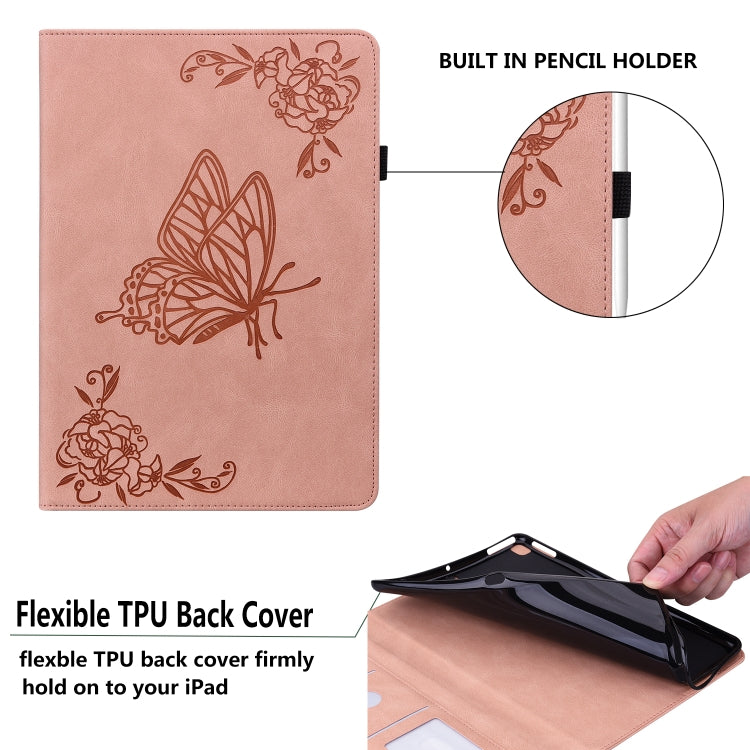 For Lenovo Tab M11/Xiaoxin Pad 11 2024 Butterfly Flower Embossed Leather Tablet Case(Rose Gold) by buy2fix