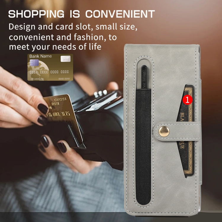 For Samsung Galaxy Z Fold4 Multifunctional Folding Phone Leather Case(Grey) - Galaxy Z Fold4 5G Cases by buy2fix | Online Shopping UK | buy2fix