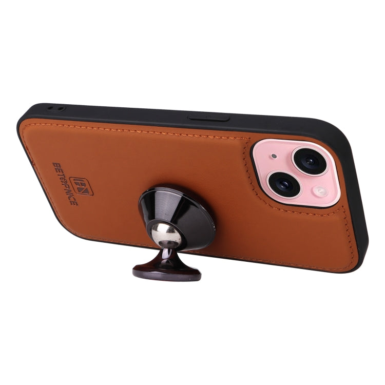 For iPhone 15 BETOPNICE BN-005 2 in 1 Detachable Imitate Genuine Leather Phone Case(Brown) - iPhone 15 Cases by BETOPNICE | Online Shopping UK | buy2fix