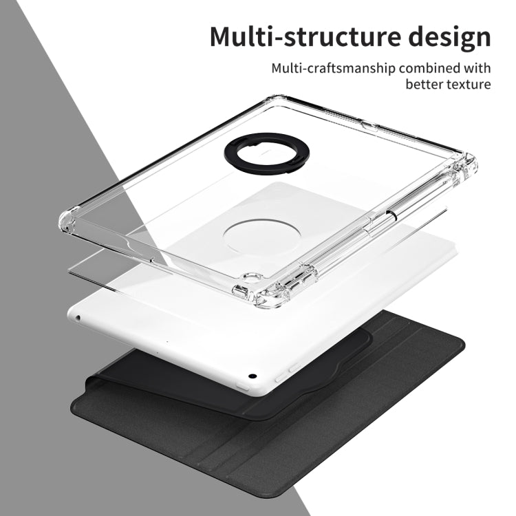 For iPad 10.2 2021 / 2020 360 Rotation Detachable Clear Acrylic Leather Tablet Case(Black) - iPad 10.2 Cases by buy2fix | Online Shopping UK | buy2fix