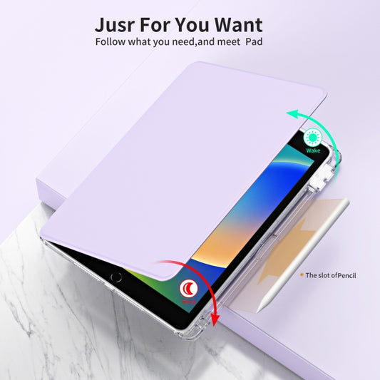 For iPad 10.2 2021 / 2020 360 Rotation Detachable Clear Acrylic Leather Tablet Case(Light Purple) - iPad 10.2 Cases by buy2fix | Online Shopping UK | buy2fix