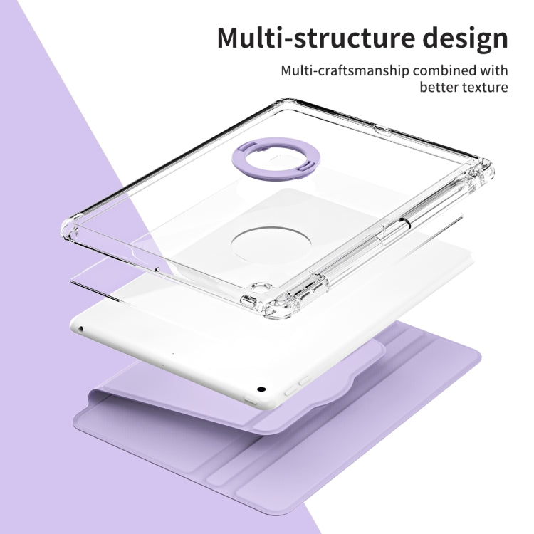 For iPad 10.2 2021 / 2020 360 Rotation Detachable Clear Acrylic Leather Tablet Case(Light Purple) - iPad 10.2 Cases by buy2fix | Online Shopping UK | buy2fix