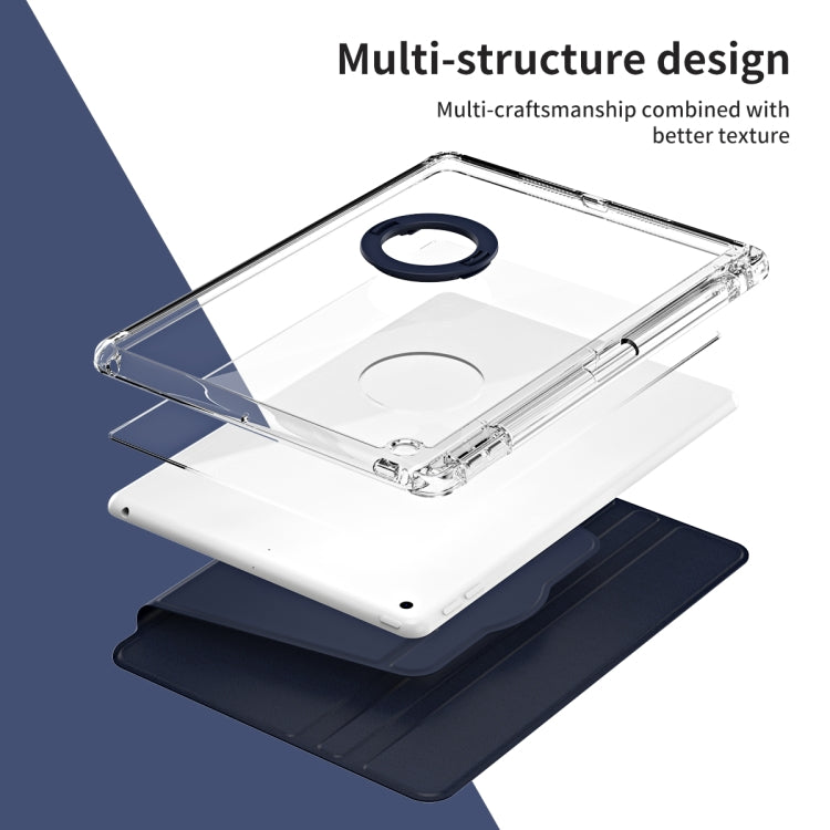 For iPad 10.2 2021 / 2020 360 Rotation Detachable Clear Acrylic Leather Tablet Case(Dark Blue) - iPad 10.2 Cases by buy2fix | Online Shopping UK | buy2fix