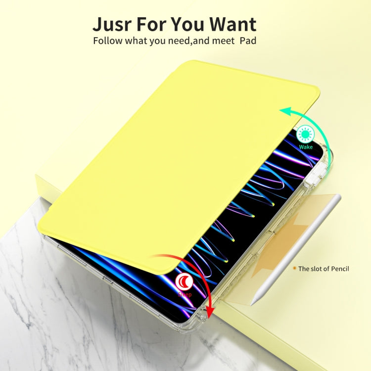 For iPad Air 13 2025 / 2024 360 Rotation Detachable Clear Acrylic Leather Tablet Case(Yellow) - iPad Pro 12.9 (2022/2021) Cases by buy2fix | Online Shopping UK | buy2fix