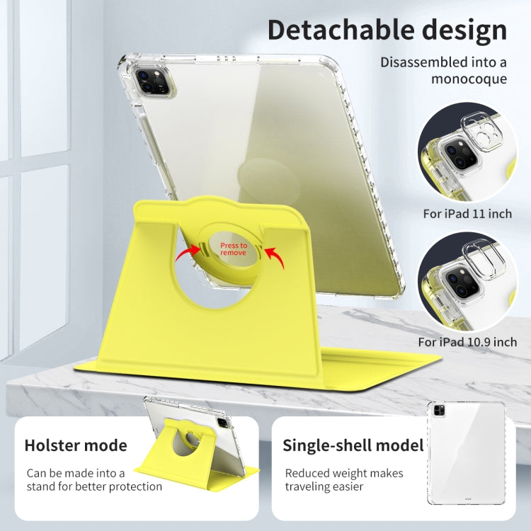 For iPad Air 13 2025 / 2024 360 Rotation Detachable Clear Acrylic Leather Tablet Case(Yellow) - iPad Pro 12.9 (2022/2021) Cases by buy2fix | Online Shopping UK | buy2fix