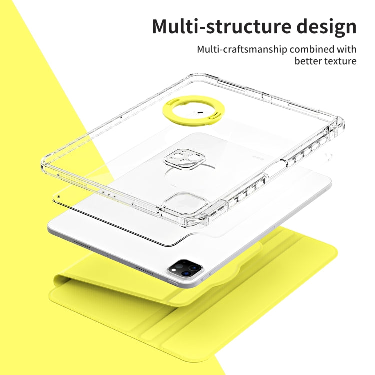 For iPad Air 13 2025 / 2024 360 Rotation Detachable Clear Acrylic Leather Tablet Case(Yellow) - iPad Pro 12.9 (2022/2021) Cases by buy2fix | Online Shopping UK | buy2fix