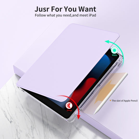 For iPad Pro 9.7 / 9.7 2018 / 2017 360 Rotation Detachable Clear Acrylic Leather Tablet Case(Light Purple) - iPad 9.7 (2018) & (2017) Cases by buy2fix | Online Shopping UK | buy2fix