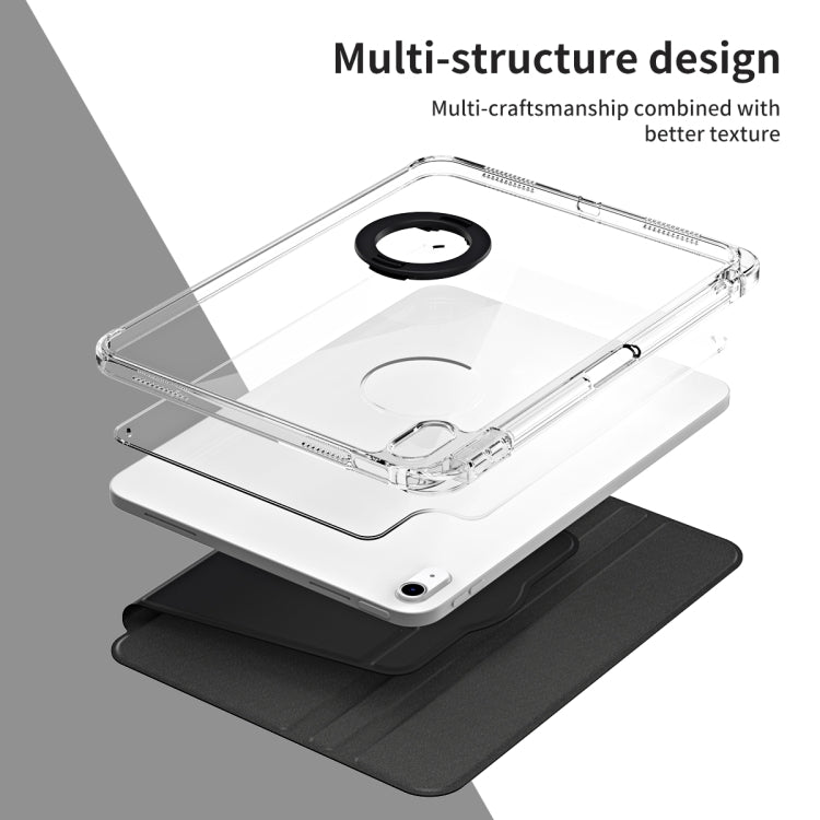 For iPad Air 11 2025 / 2024 360 Rotation Detachable Clear Acrylic Leather Tablet Case(Black) by buy2fix