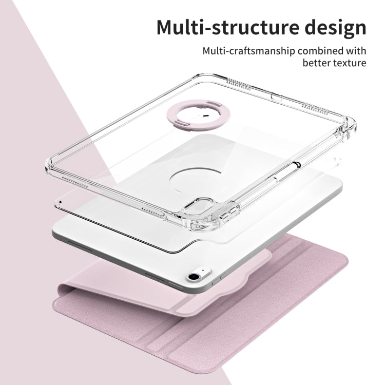 For iPad Air 11 2025 / 2024 360 Rotation Detachable Clear Acrylic Leather Tablet Case(Pink) by buy2fix