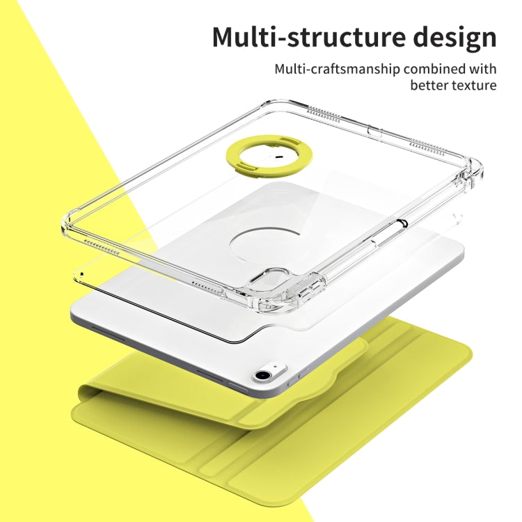 For iPad Air 11 2025 / 2024 360 Rotation Detachable Clear Acrylic Leather Tablet Case(Yellow) by buy2fix